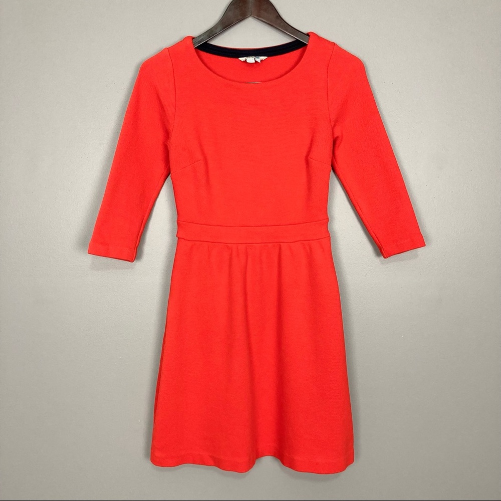 Boden Textured Ponte Knit Dress 3/4 Sleeves Sheath